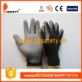 Black Nylon Gloves with Grey PU Coated on Palm and Finger Dpu118